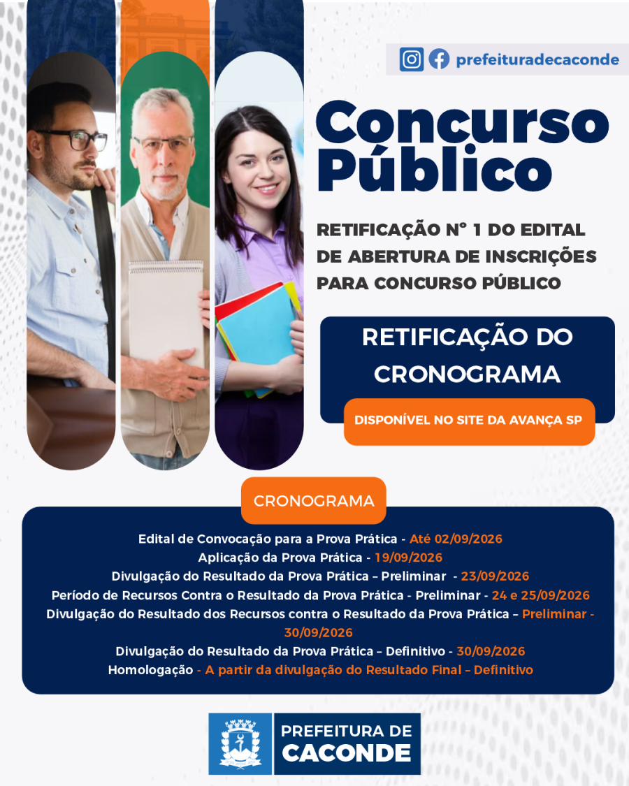 Concurso Público da Prefeitura de Caconde tem cronograma retificado