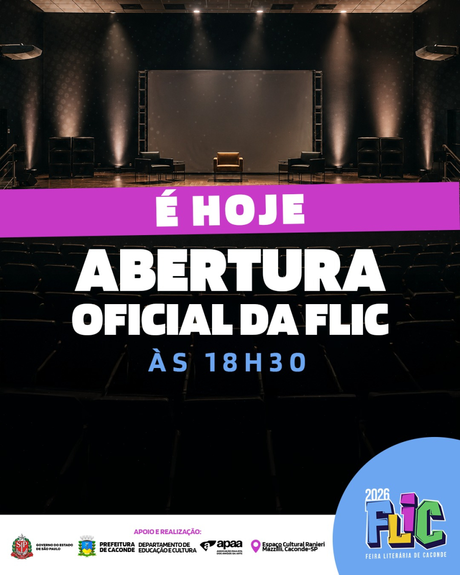 FLIC 2026 começa nesta quinta-feira em Caconde com cinco dias de literatura, cultura e arte
