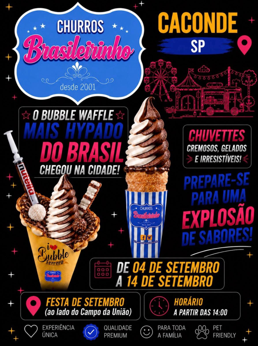 Churros Brasileirinho é atração gastronômica durante a tradicional Festa de Setembro em Caconde