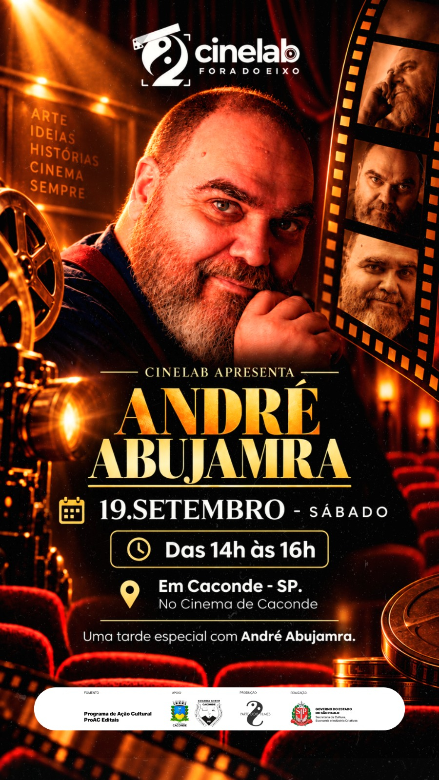 André Abujamra ministra aula gratuita sobre trilha musical no cinema em Caconde