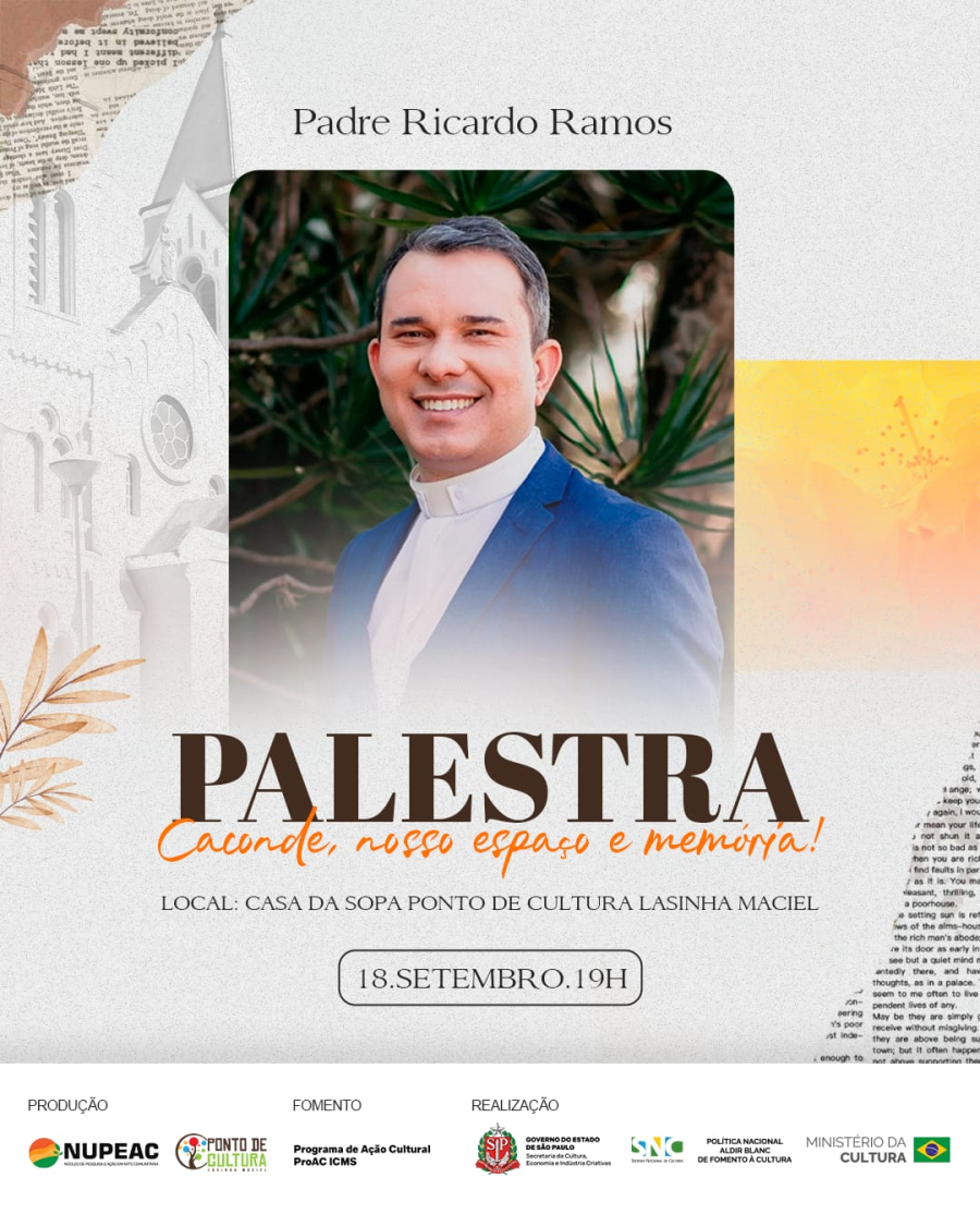 Padre Ricardo Ramos ministra palestra sobre história e memória de Caconde nesta sexta-feira
